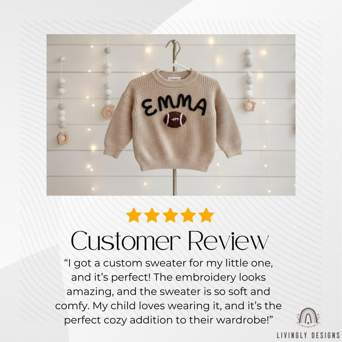 Personalized Name Kids Baby Football Sweater