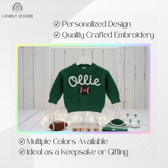 Personalized Name Kids Baby Football Sweater