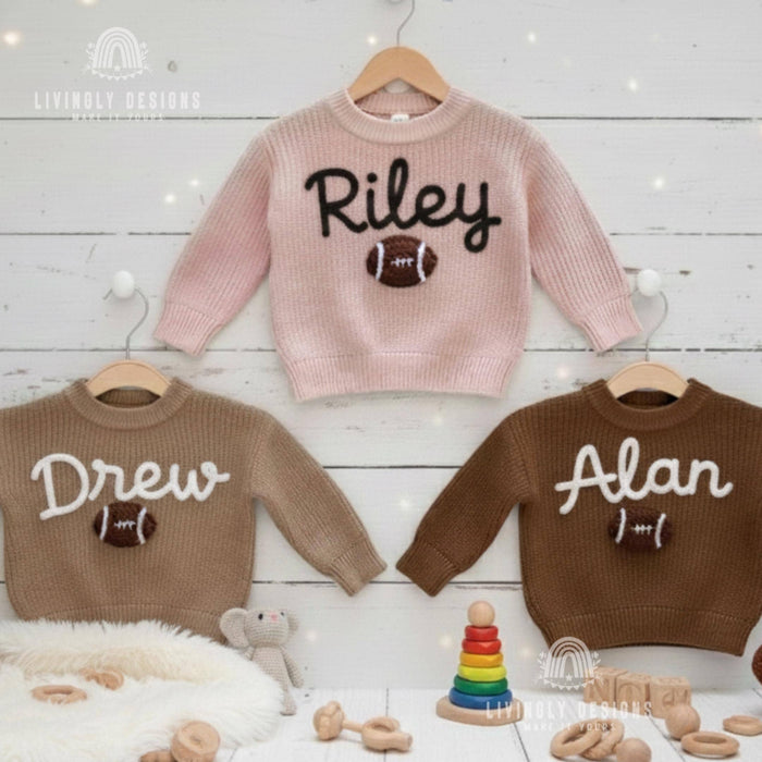 Personalized Name Kids Baby Football Sweater