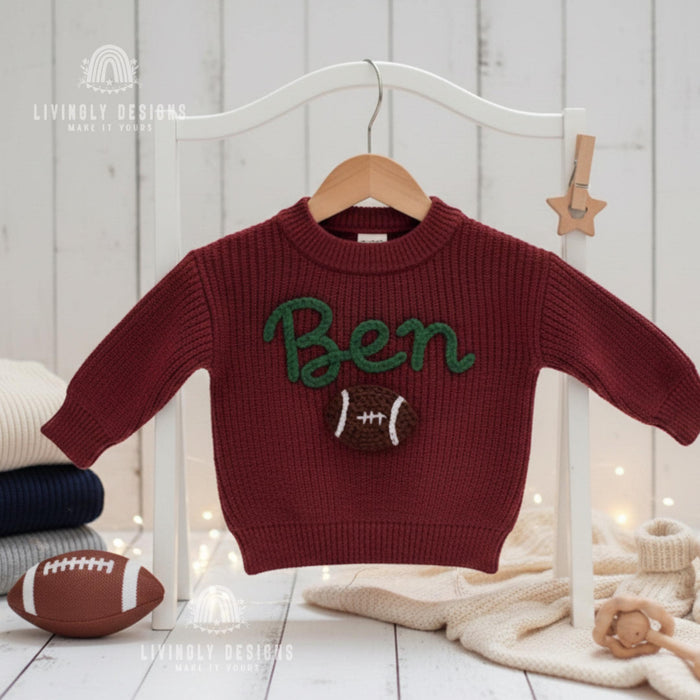 Personalized Name Kids Baby Football Sweater