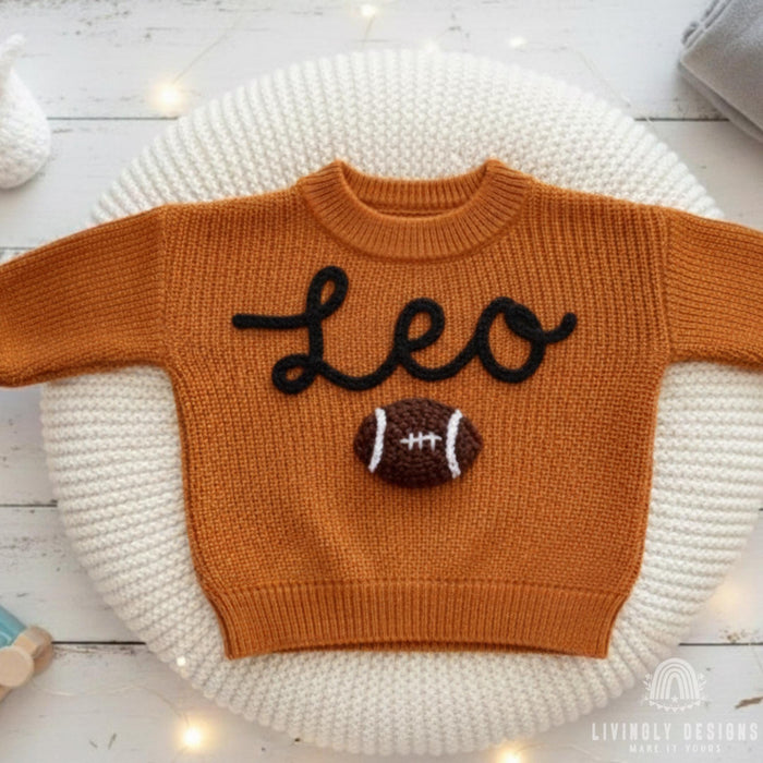 Personalized Name Kids Baby Football Sweater