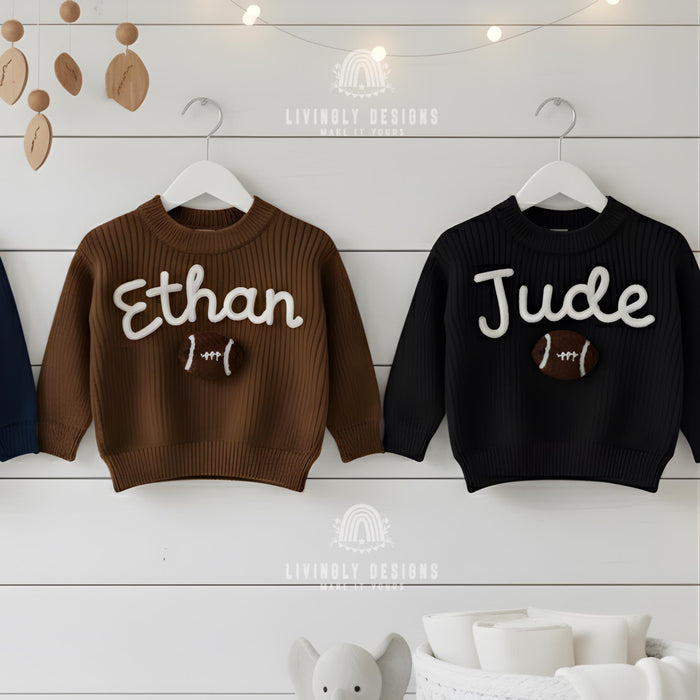 Personalized Name Kids Baby Football Sweater