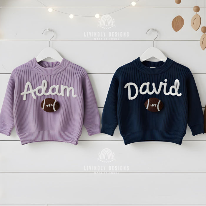 Personalized Name Kids Baby Football Sweater