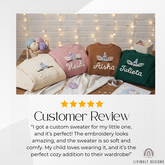 Personalized Kids Unicorn Embroidered Jumper