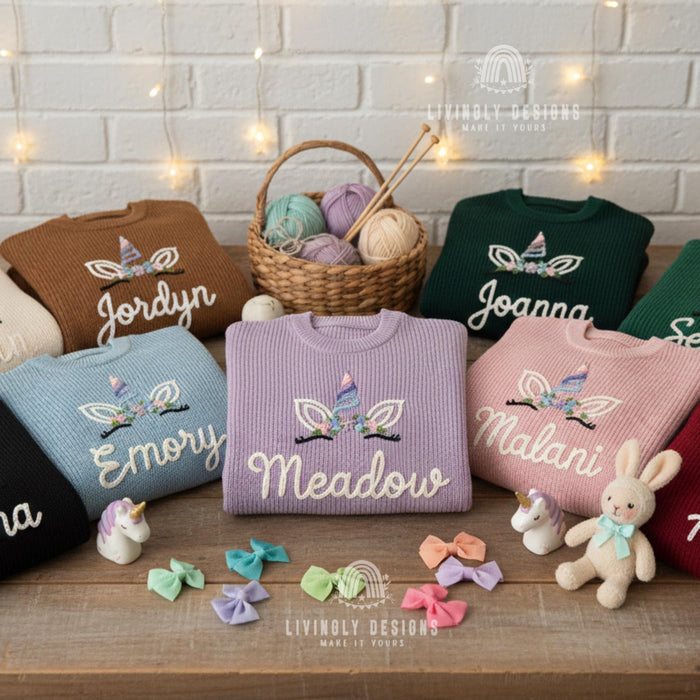 Personalized Kids Unicorn Embroidered Jumper