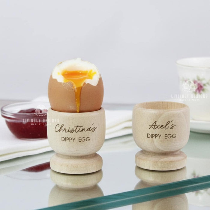 Custom Name/Date Wooden Egg Cup Holder