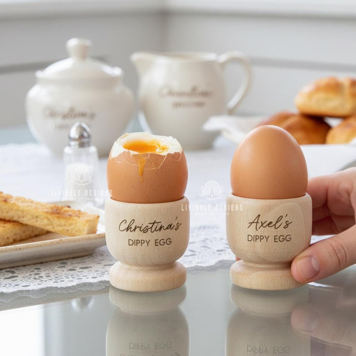 Custom Name/Date Wooden Egg Cup Holder