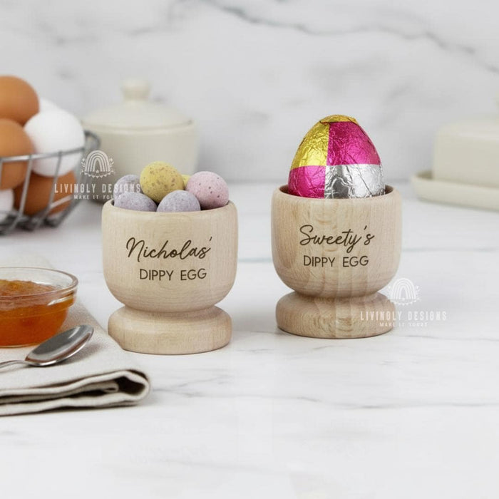Custom Name/Date Wooden Egg Cup Holder