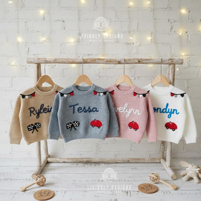 Custom Name Kids Racing Car Sweater