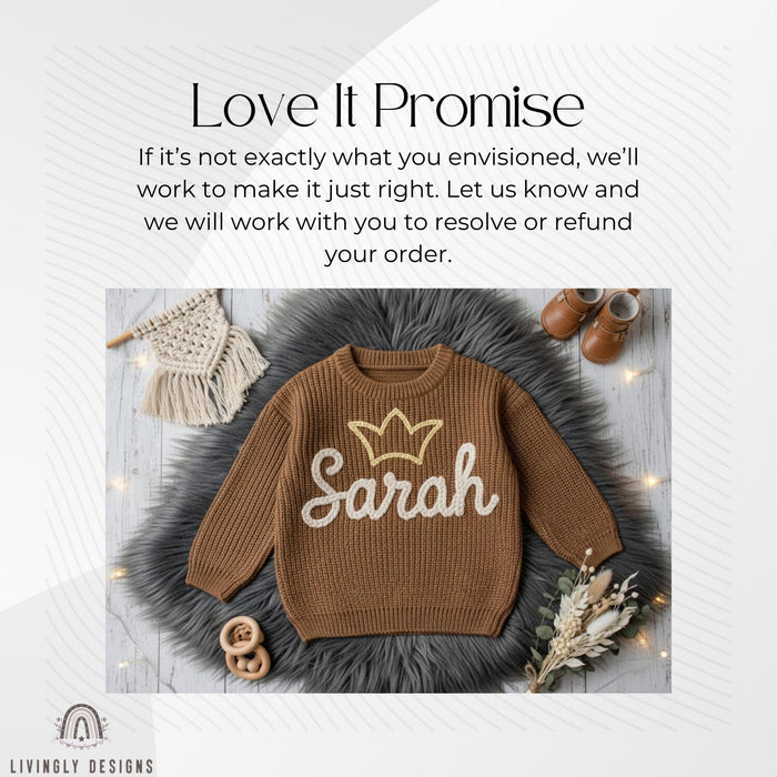 Personalized Baby & Toddler Name Sweater with Crown Embroidered