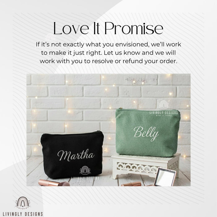 Personalized Embroidered Corduroy Makeup Bag