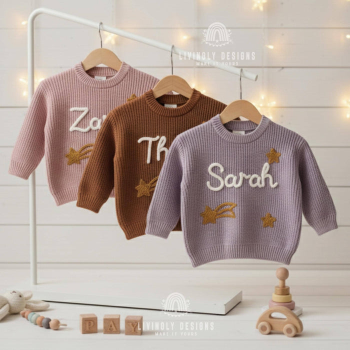 Personalized Name Shooting Star Embroidered Baby Jumper