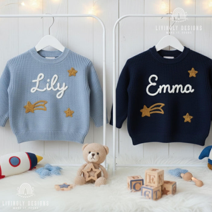 Personalized Name Shooting Star Embroidered Baby Jumper