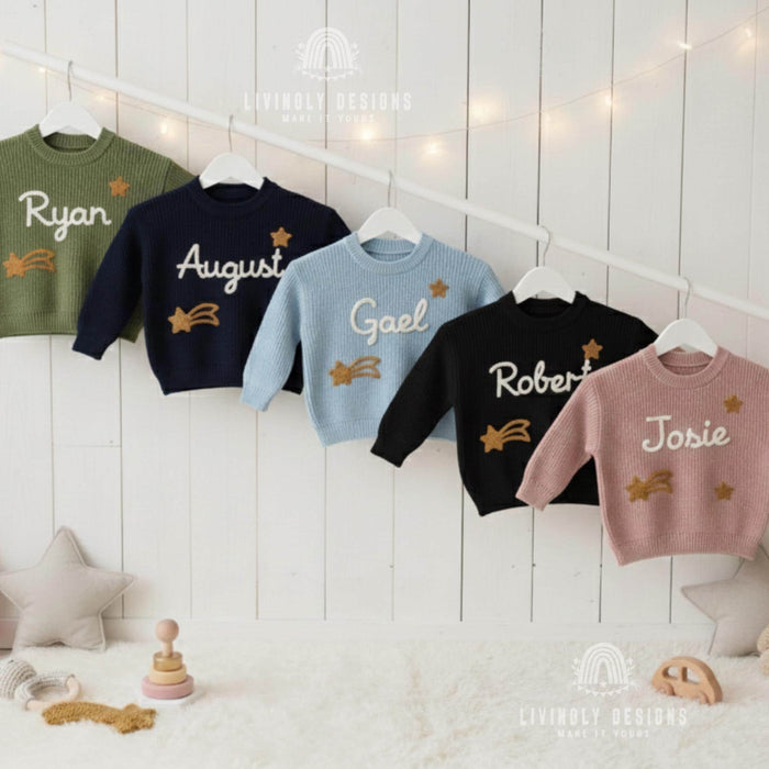 Personalized Name Shooting Star Embroidered Baby Jumper