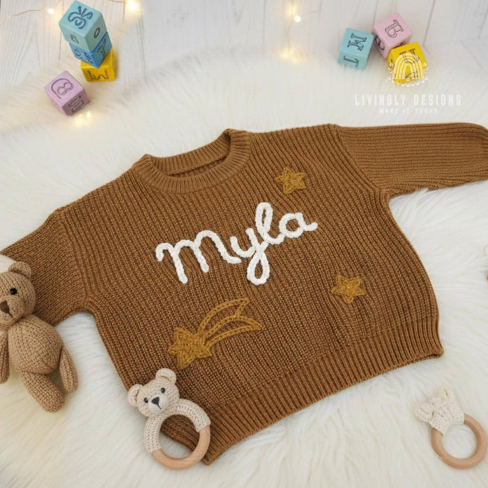 Personalized Name Shooting Star Embroidered Baby Jumper