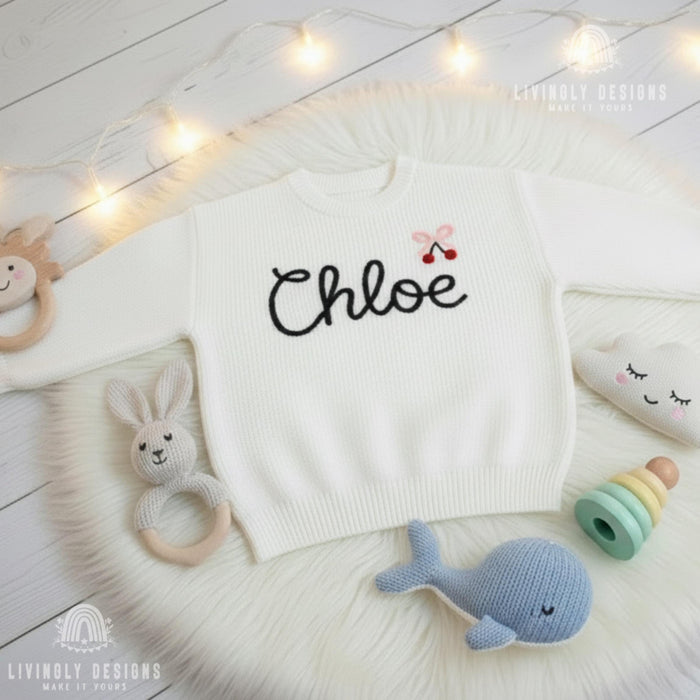 Custom Cherry Embroidered Baby Jumper