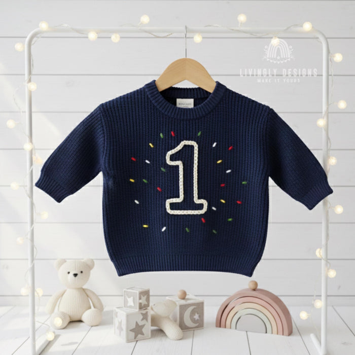 Personalized Sweater Birthday Number with Confetti