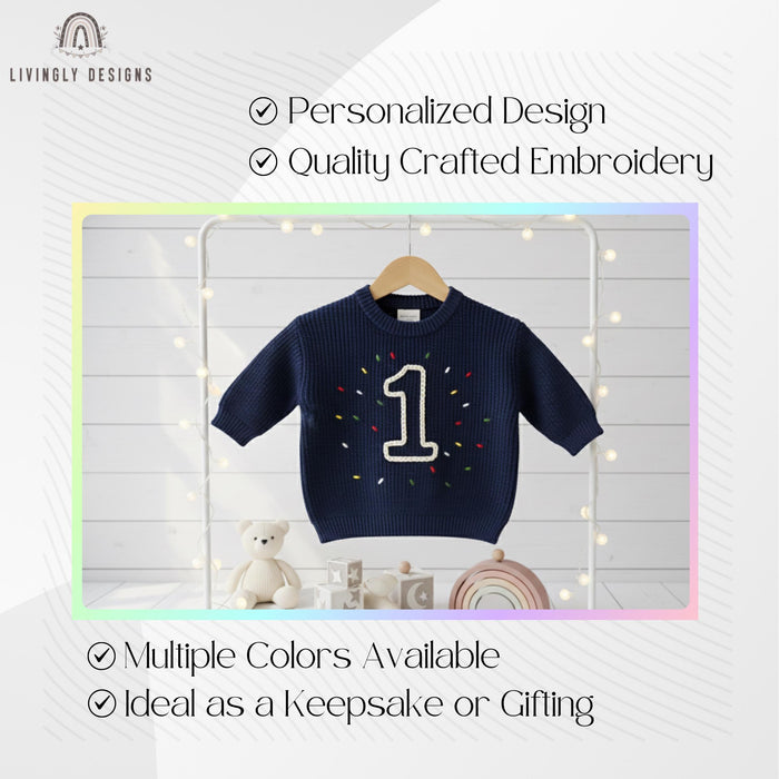 Personalized Sweater Birthday Number with Confetti