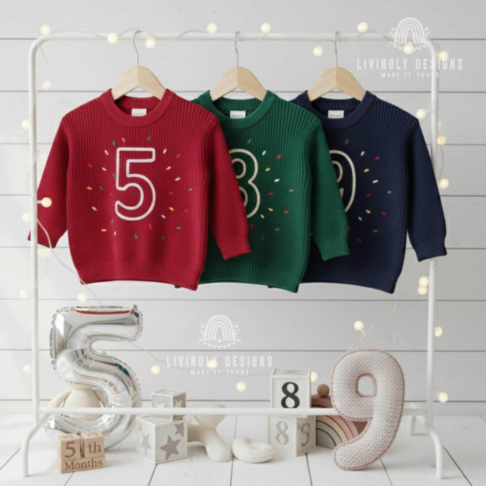 Personalized Sweater Birthday Number with Confetti