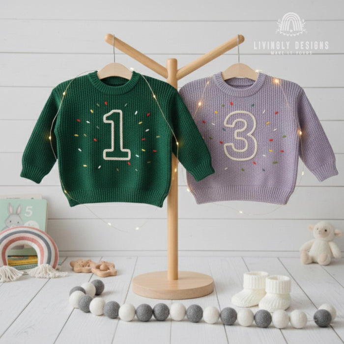 Personalized Sweater Birthday Number with Confetti