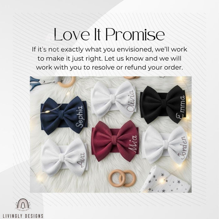 Custom Name Embroidered Baby Bow