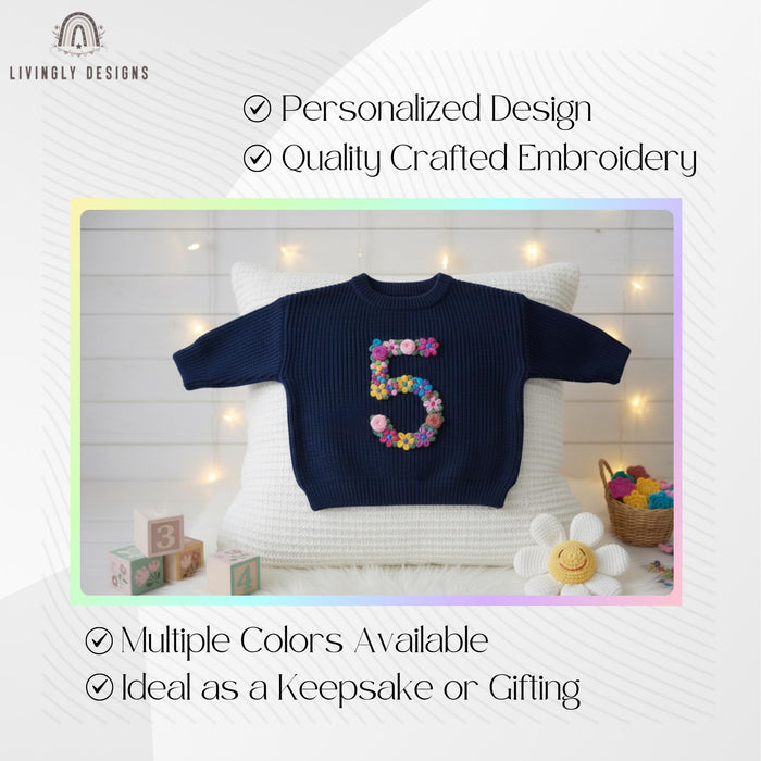 Personalized Birthday Floral Number Embroidered Baby Jumper