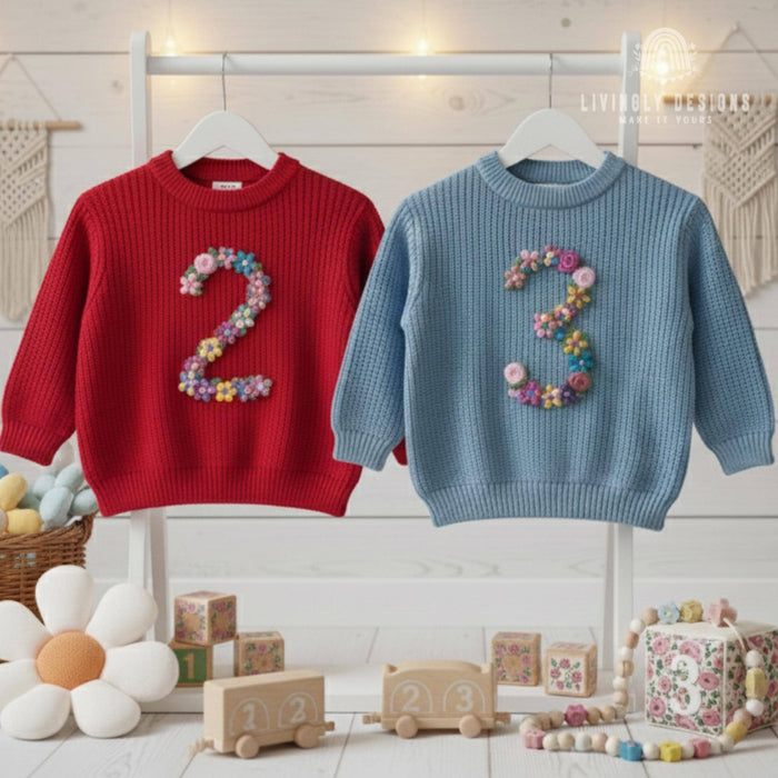 Personalized Birthday Floral Number Embroidered Baby Jumper