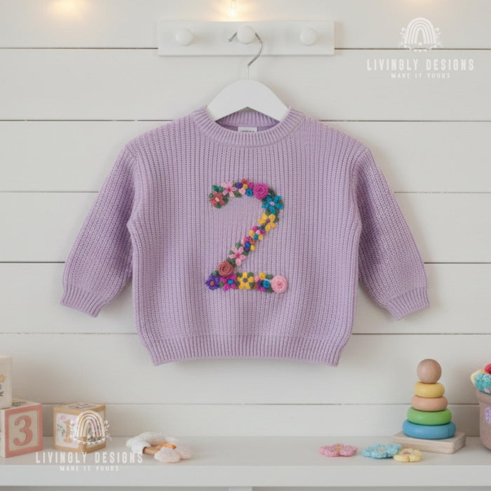 Personalized Birthday Floral Number Embroidered Baby Jumper