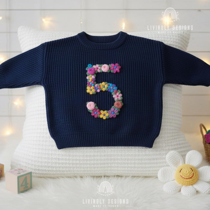 Personalized Birthday Floral Number Embroidered Baby Jumper