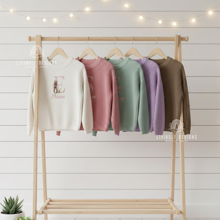 Personalized Name Rabbit Letter Sweater