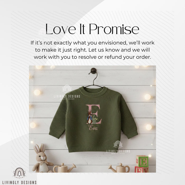 Personalized Name Rabbit Letter Sweater