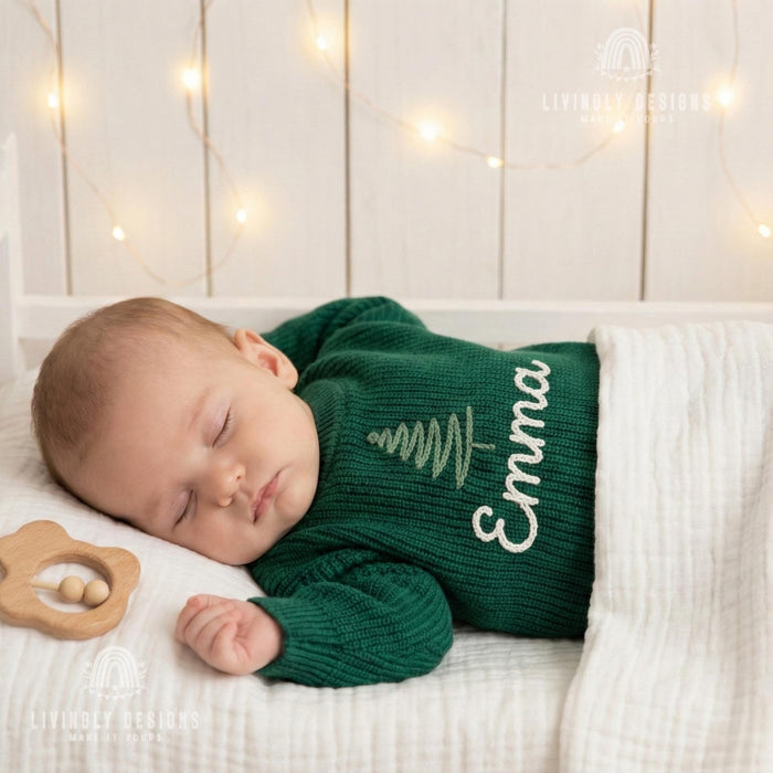 Custom Name Christmas Tree Squiggle Sweater