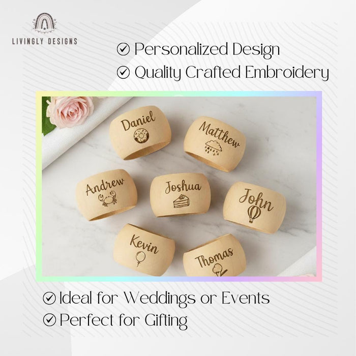 Custom Engraved Wooden Napkin Rings
