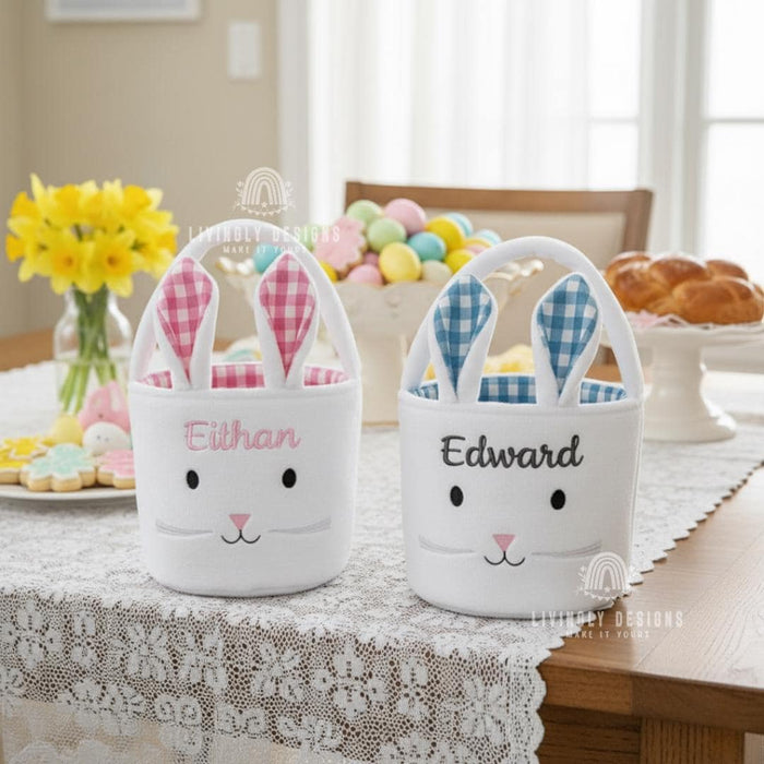 Custom Name Gingham Bunny Tote
