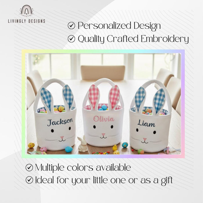 Custom Name Gingham Bunny Tote