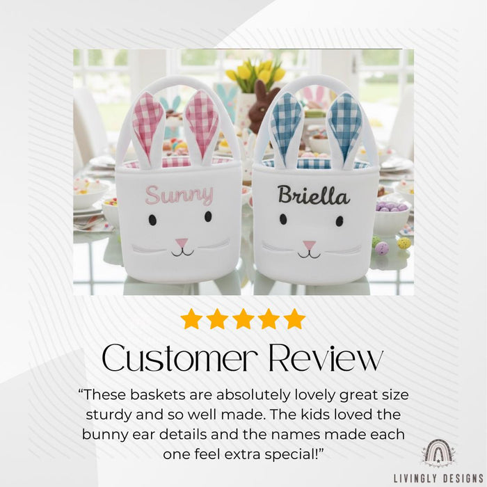 Custom Name Gingham Bunny Tote