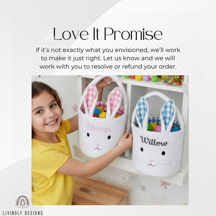 Custom Name Gingham Bunny Tote