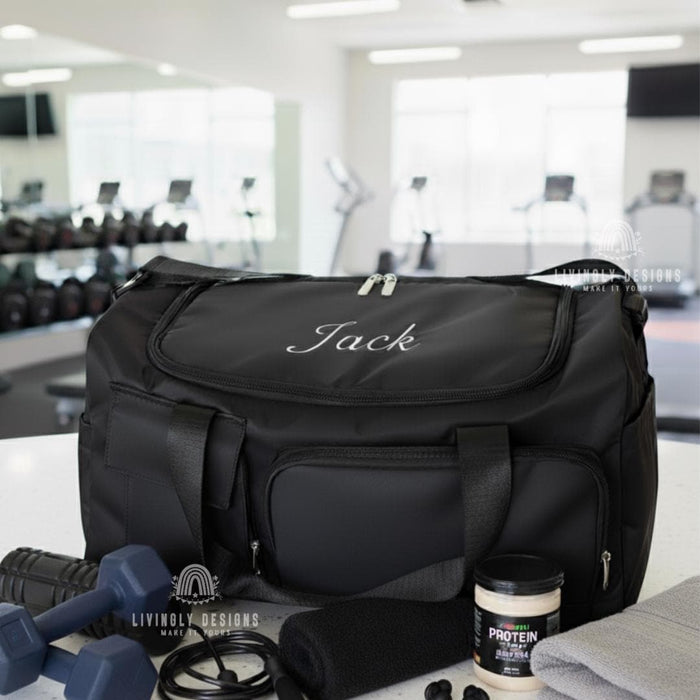 Custom Embroidered Name Fitness, Gym & Weekend Duffel