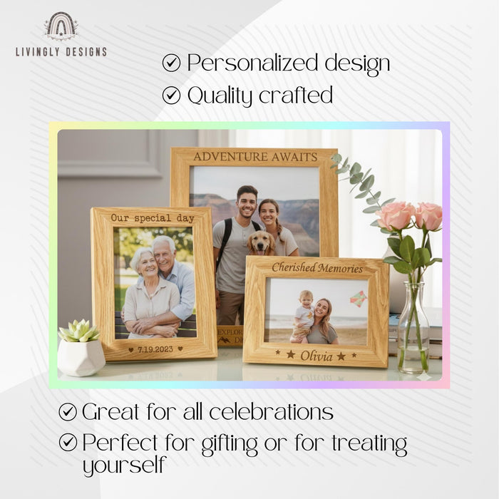 Custom Family Name Photo Frame: Personalized Engraved Wooden Wall Decor