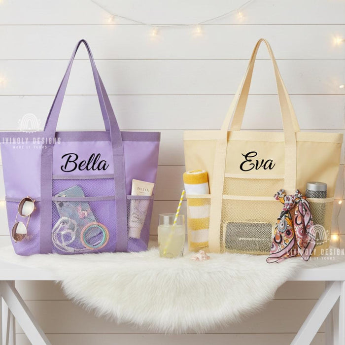 Custom Mesh Tote Bag: Personalized Travel Bag Summer Organizer