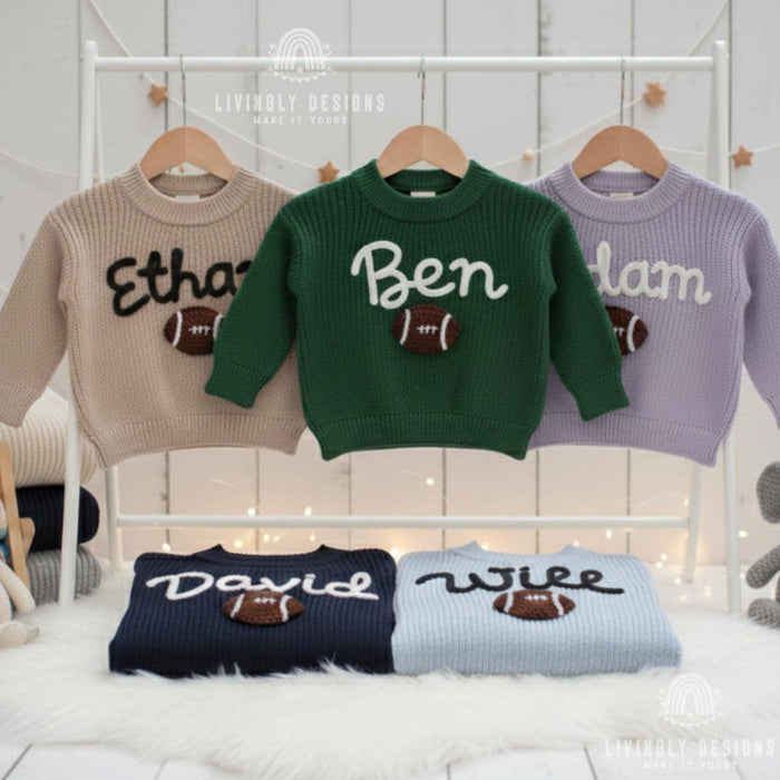 Personalized Name Kids Baby Football Sweater