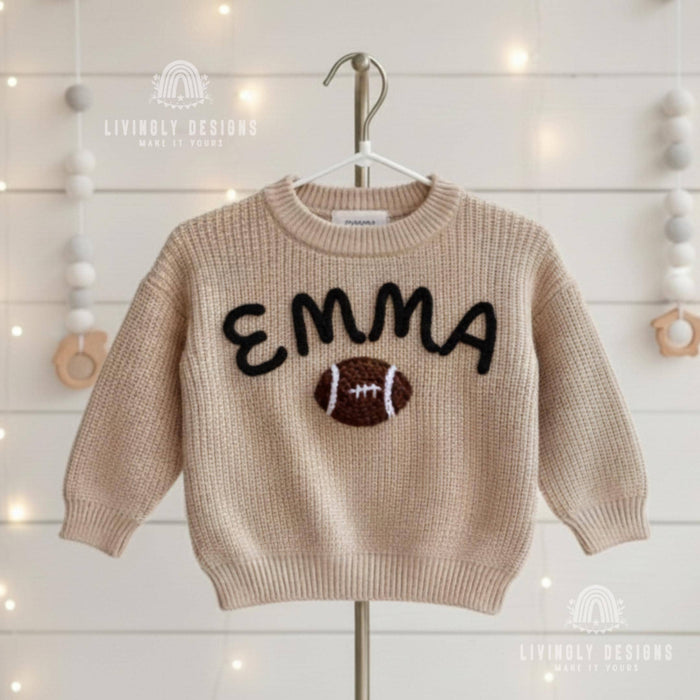 Personalized Name Kids Baby Football Sweater