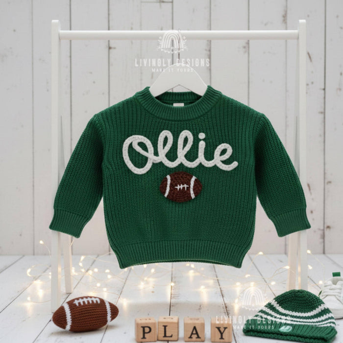 Personalized Name Kids Baby Football Sweater