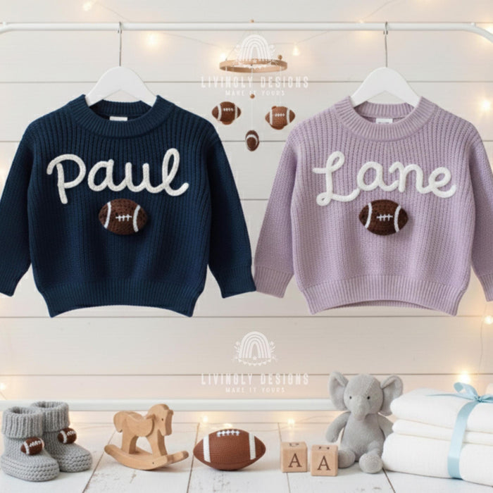 Personalized Name Kids Baby Football Sweater