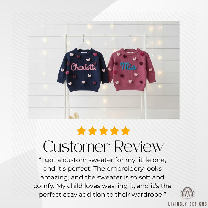 Colorful Hearts & Name Embroidered Baby/Kids Jumper