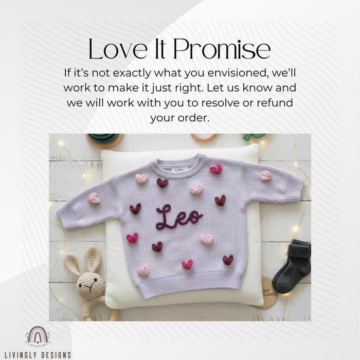 Colorful Hearts & Name Embroidered Baby/Kids Jumper