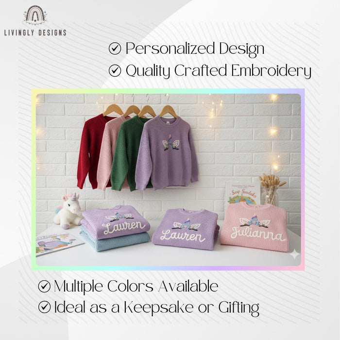 Personalized Kids Unicorn Embroidered Jumper