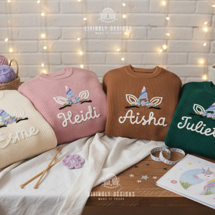 Personalized Kids Unicorn Embroidered Jumper