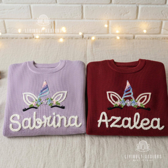 Personalized Kids Unicorn Embroidered Jumper