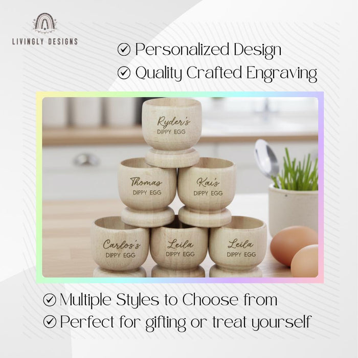 Custom Name/Date Wooden Egg Cup Holder